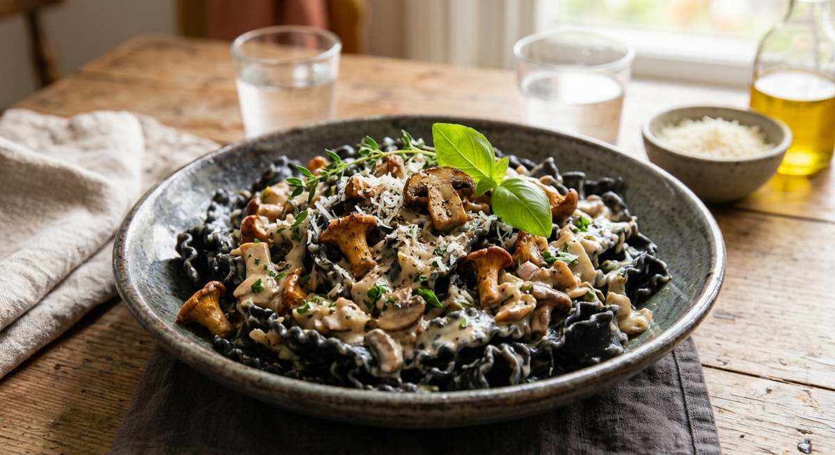 Mafaldine Corte mit Pilzrahmsauce
